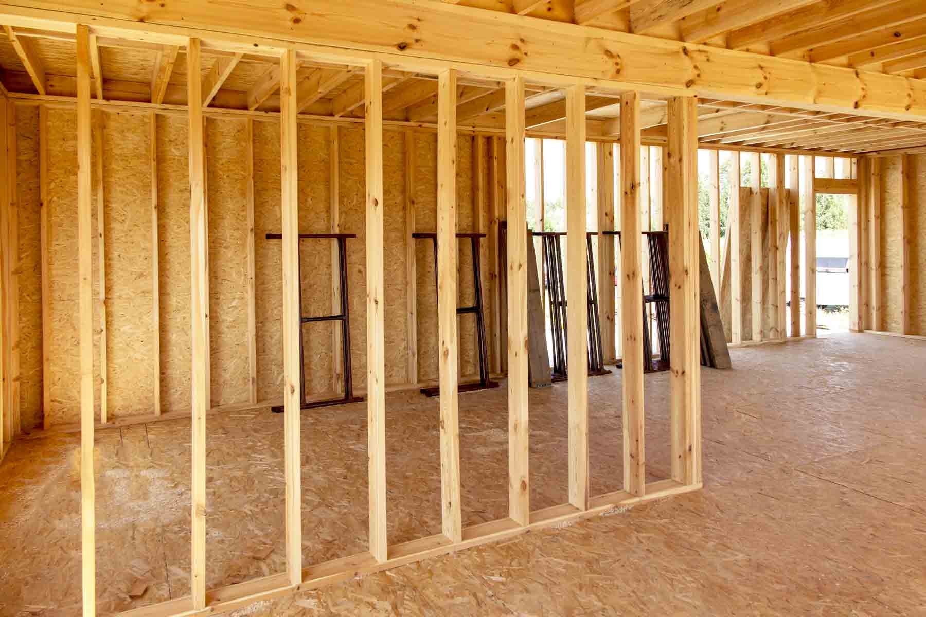 Straight wood-stud wall framing ready for drywall in Logan, Utah